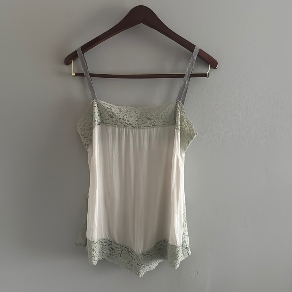 Free People Tish Cream and Green Lace Camisole